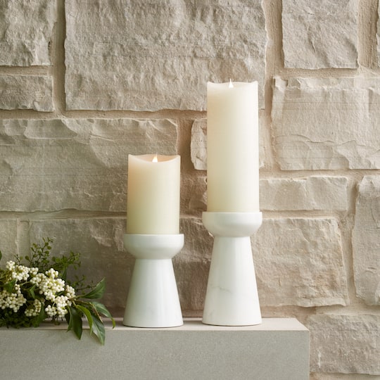 White & Gray Modern Marble Candle Holder Set